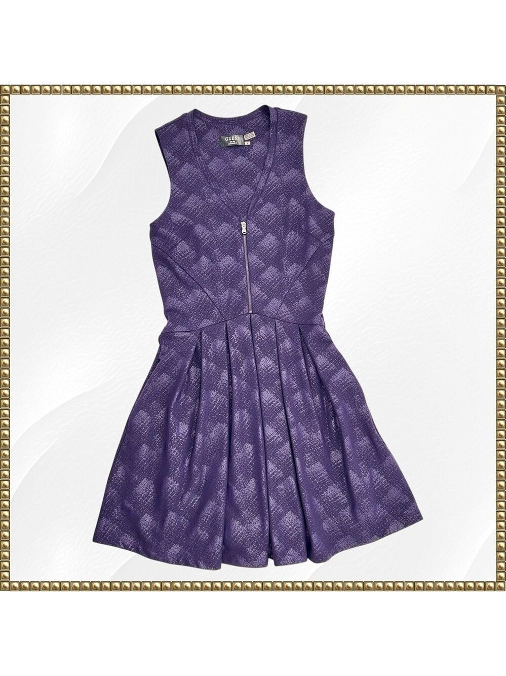 Guess Purple V Neck Fit and Flare Dress Size 4 NWT